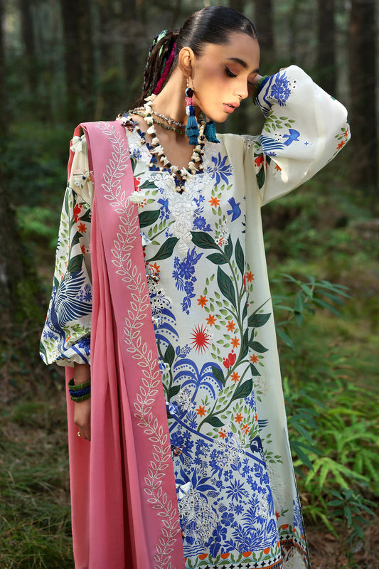 Neelum by Zaha Unstitched 3 Piece Lawn Collection'2025-ZL25-03 B-White Solana