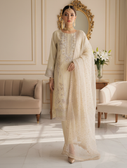 Burberry By Dressline Semi Stitched 3 Piece Luxury Emb Organza Aiyudiya Slub Collection'2025-burberry-semi-stitched-ivory-gleam