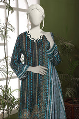 Luxuria By Almeerah Unstitched 3 Piece Emb Lawn Suit-Zinc Sage