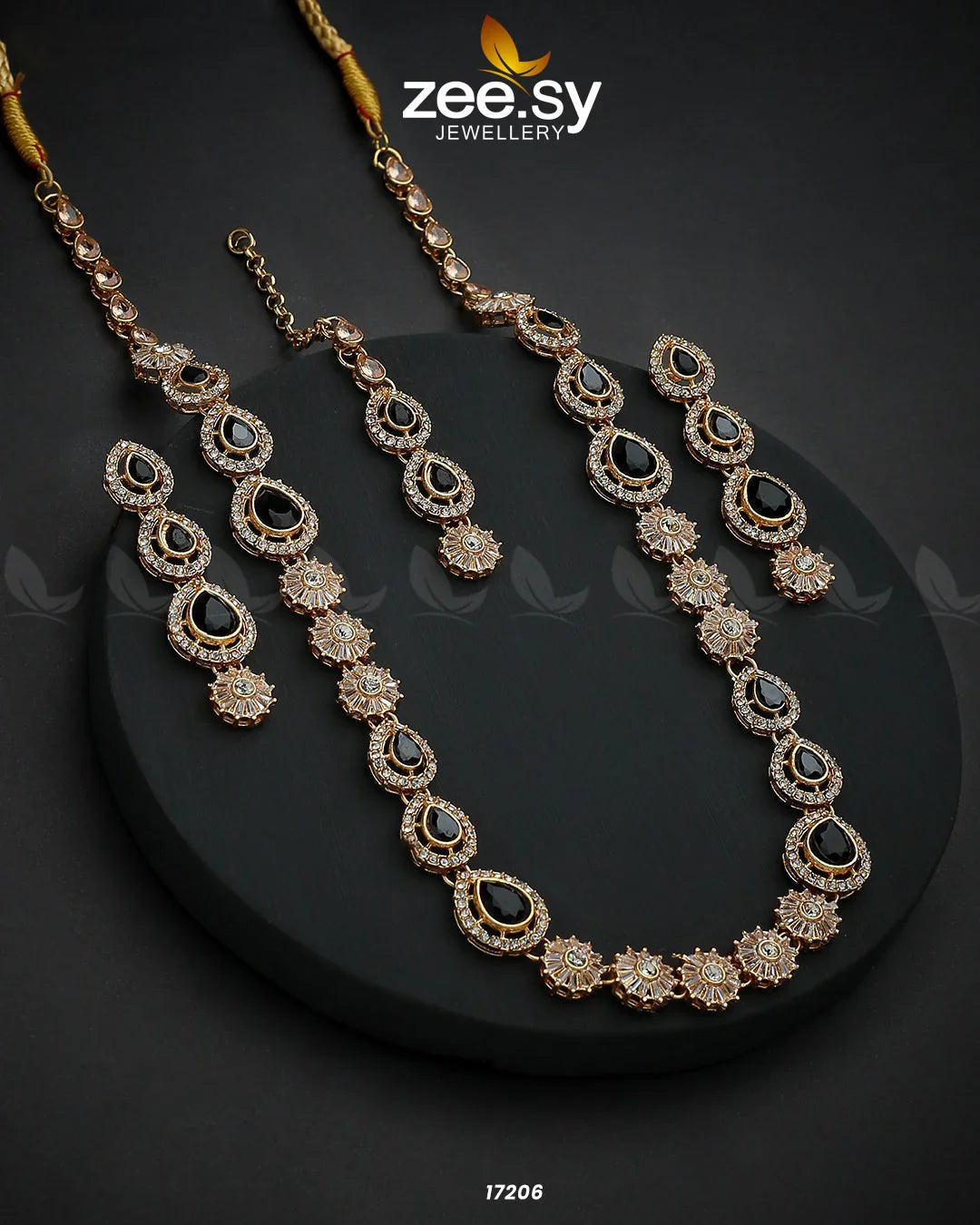 Serenity Malla Necklace Golden Black - Zeesy Jewellery