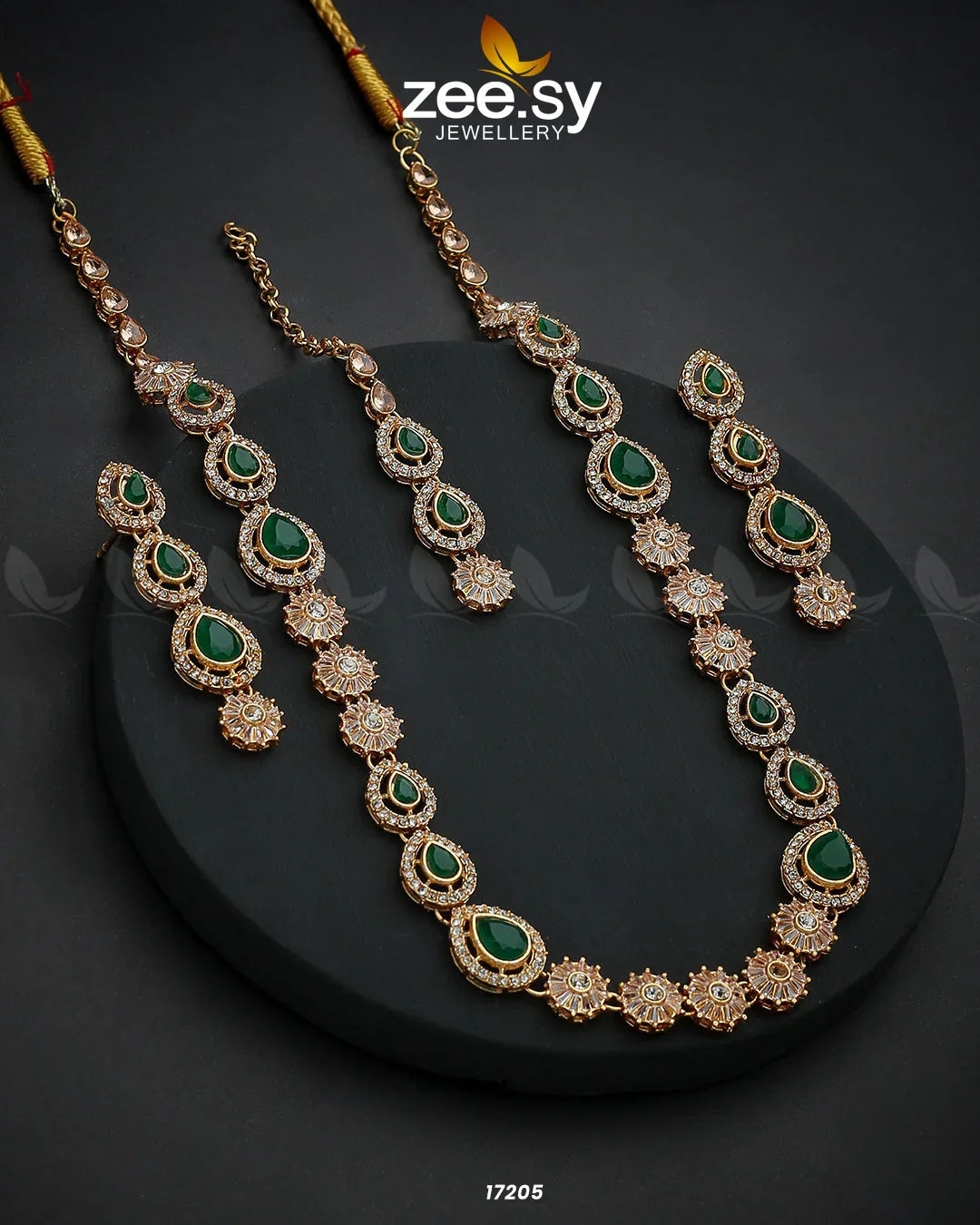 Serenity Malla Necklace Golden Green - Zeesy Jewellery