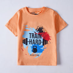 Kjunction Boys Half Sleeves-Printed T-Shirt (train)