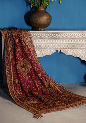 Udaipur By Aik Atelier Luxury Velvet Formals Shawl-MAROON