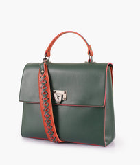 RTW Creation - Army green flap-over top-handle bag