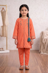 Aroob Stiched 3 Piece Summer Suit-D-0271-ORANGE