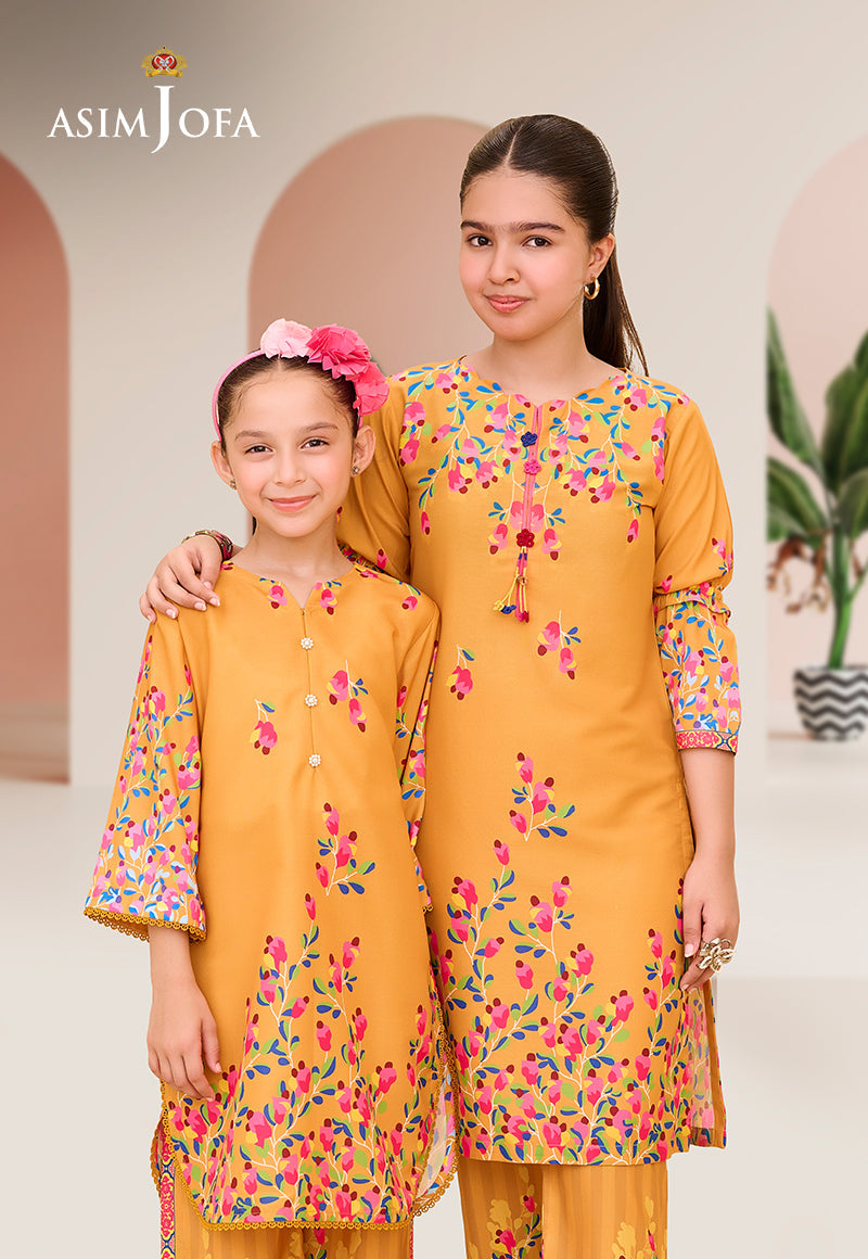 Asim Jofa Kids Pret Ajglp-01 Printed Arabic Lawn 2 Pcs
