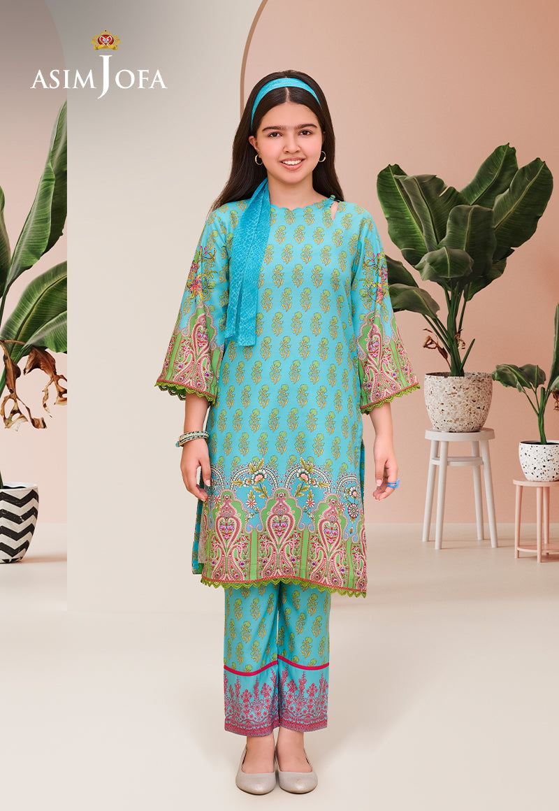 Asim Jofa Kids Pret Ajglp-04 Printed Arabic Lawn 2 Pcs