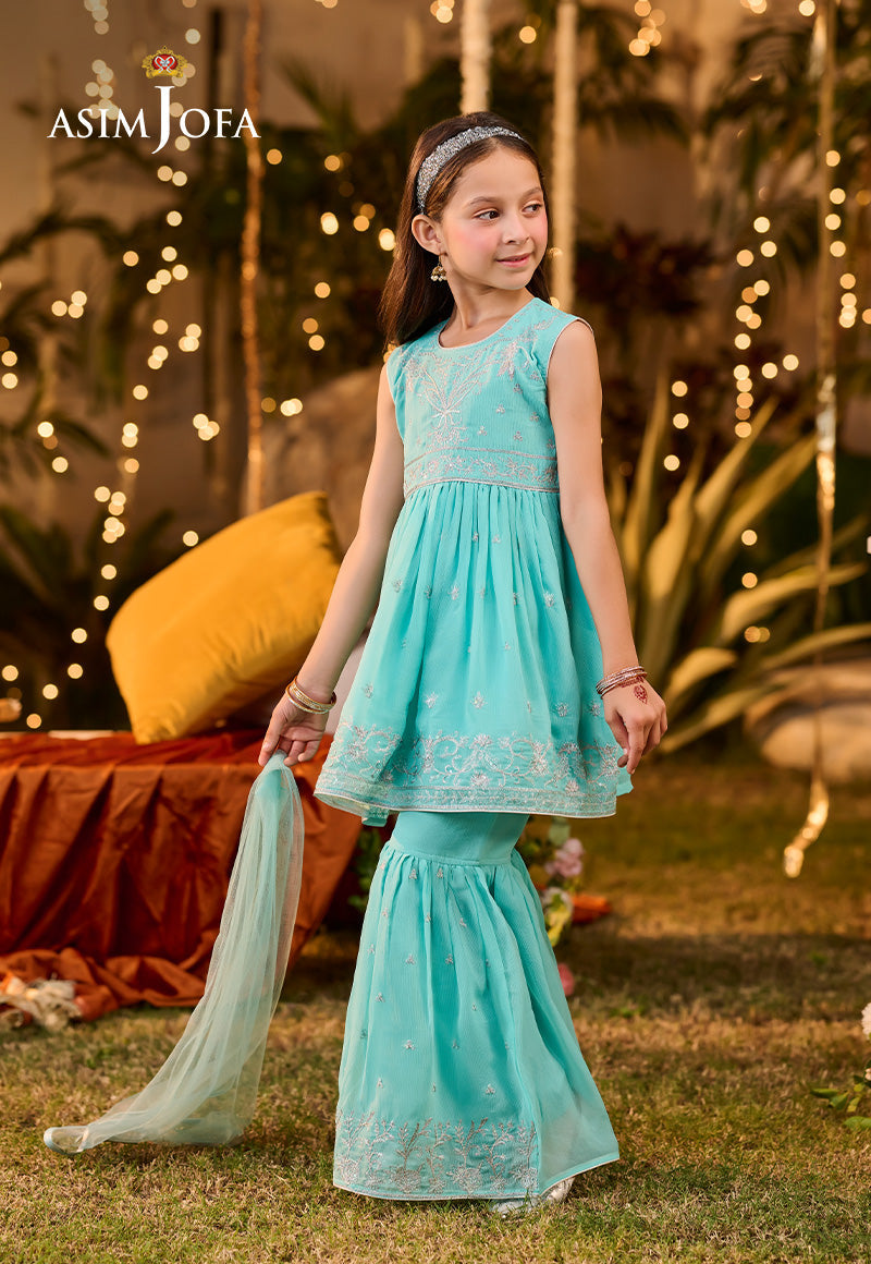 Asim Jofa Kids Pret Ajlk-10 Embroidered Poly Chiffon 3 Pcs