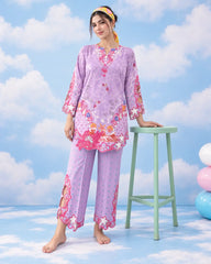 Aveline lilac two-piece lawn co-ord front view