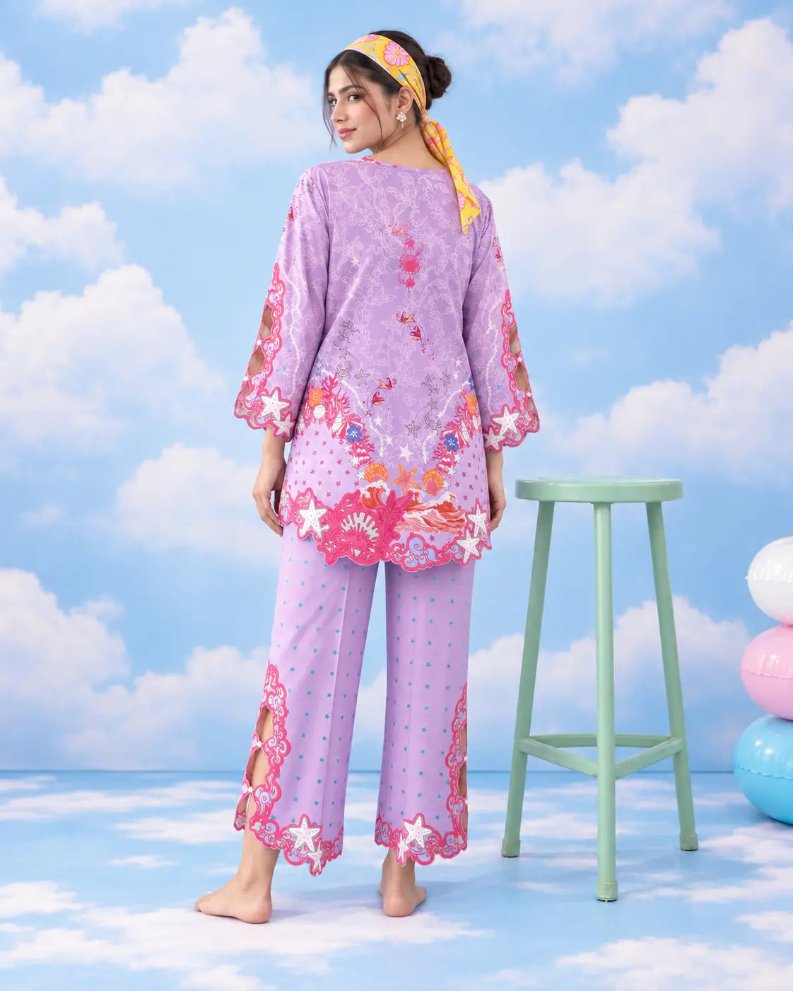 Aveline lilac two-piece lawn co-ord back view