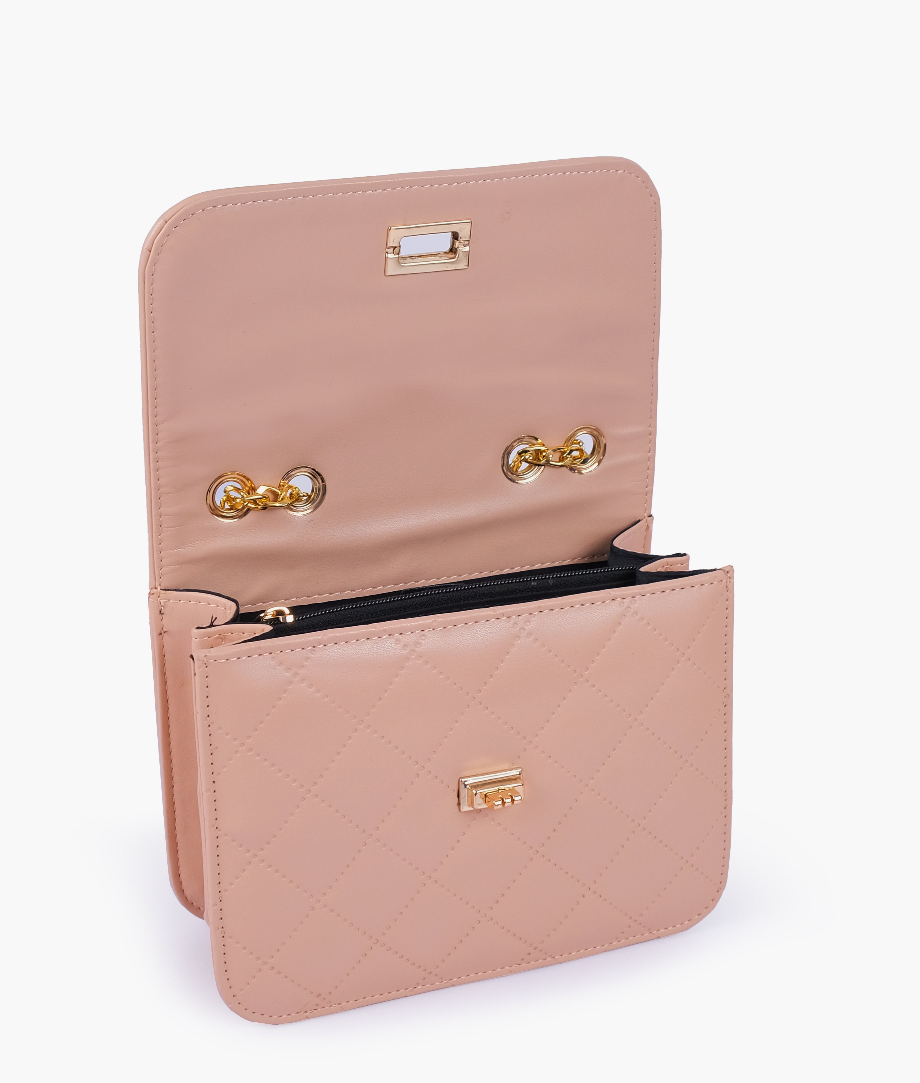 RTW Creation - Baby pink quilted chain cross-body bag