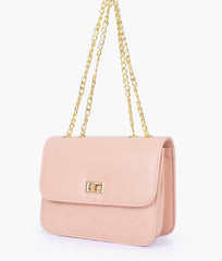 RTW Creation - Baby pink quilted chain cross-body bag