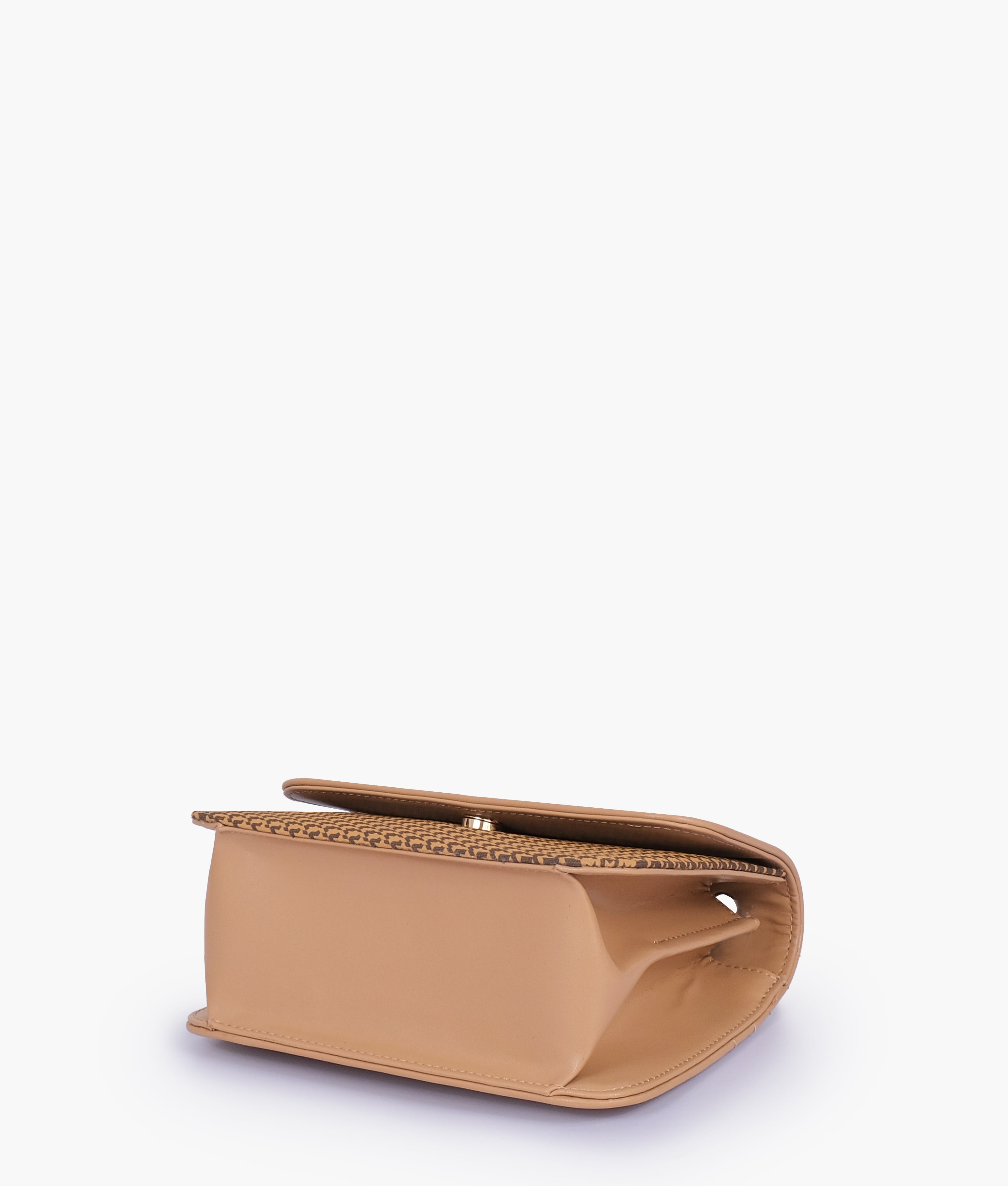 RTW Creation - Beige houndstooth chain cross-body bag