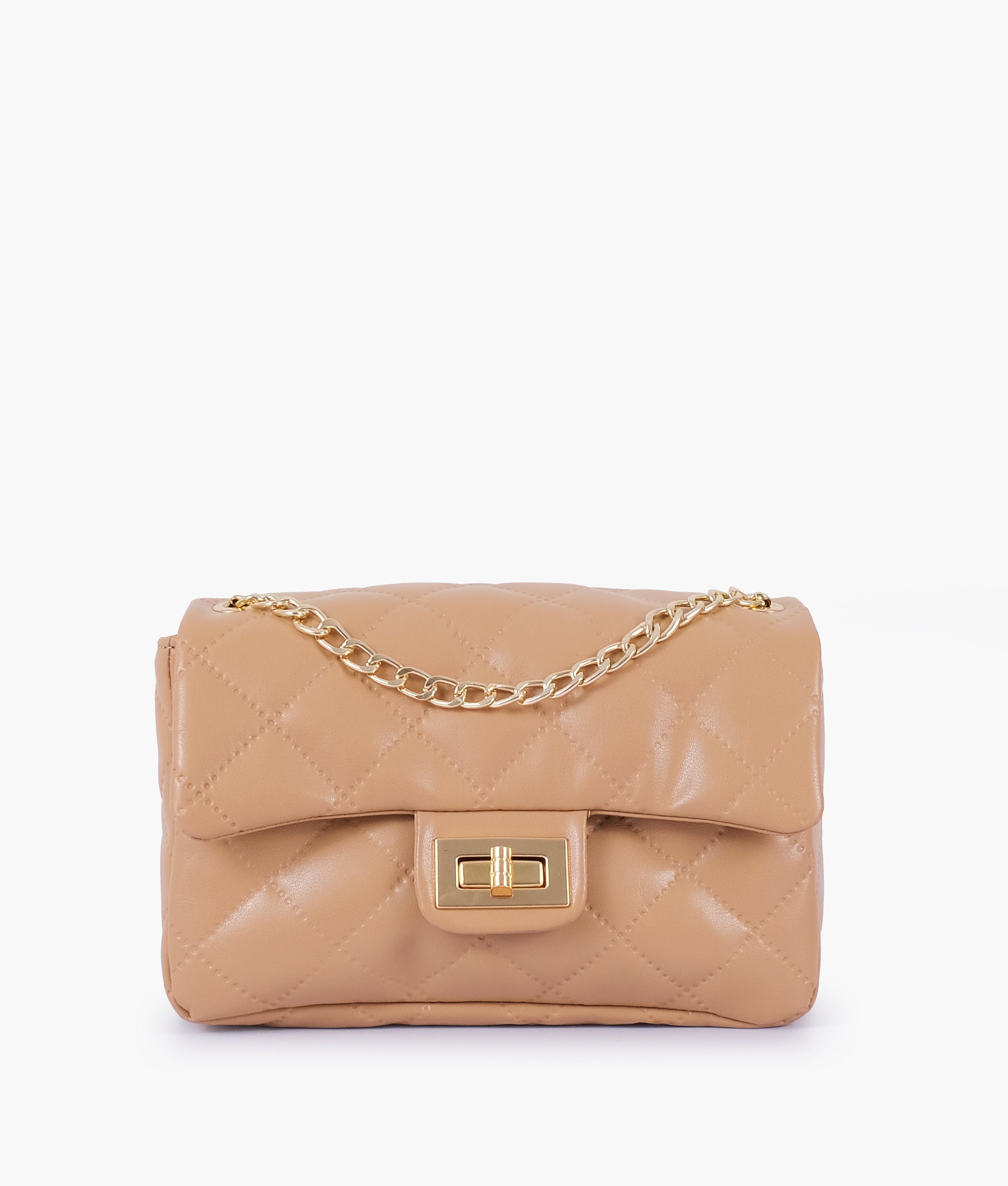 RTW Creation - Beige quilted mini bag with chain