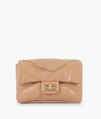 RTW Creation - Beige quilted mini bag with chain