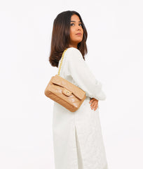 RTW Creation - Beige quilted mini bag with chain