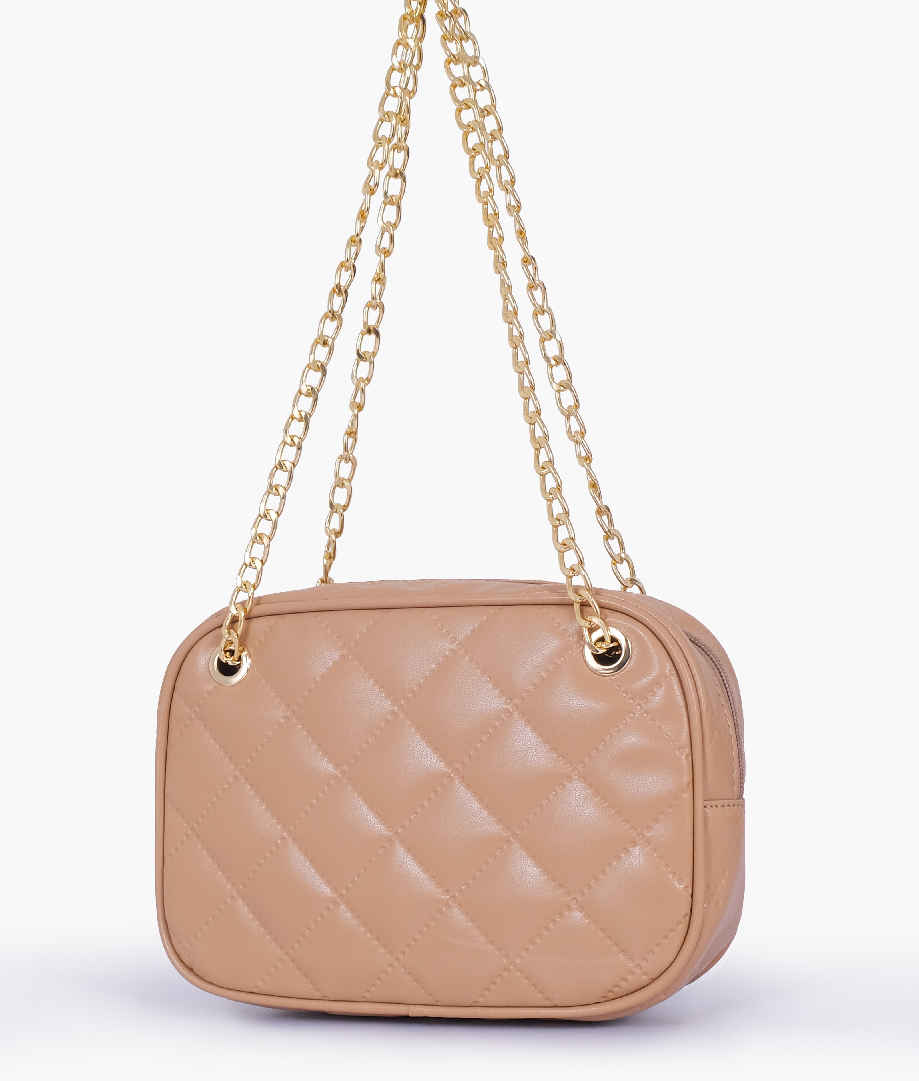 RTW Creation - Beige quilted rectangle cross-body bag