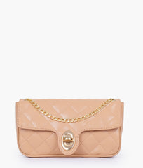 RTW Creation - Beige quilted small shoulder bag with chain
