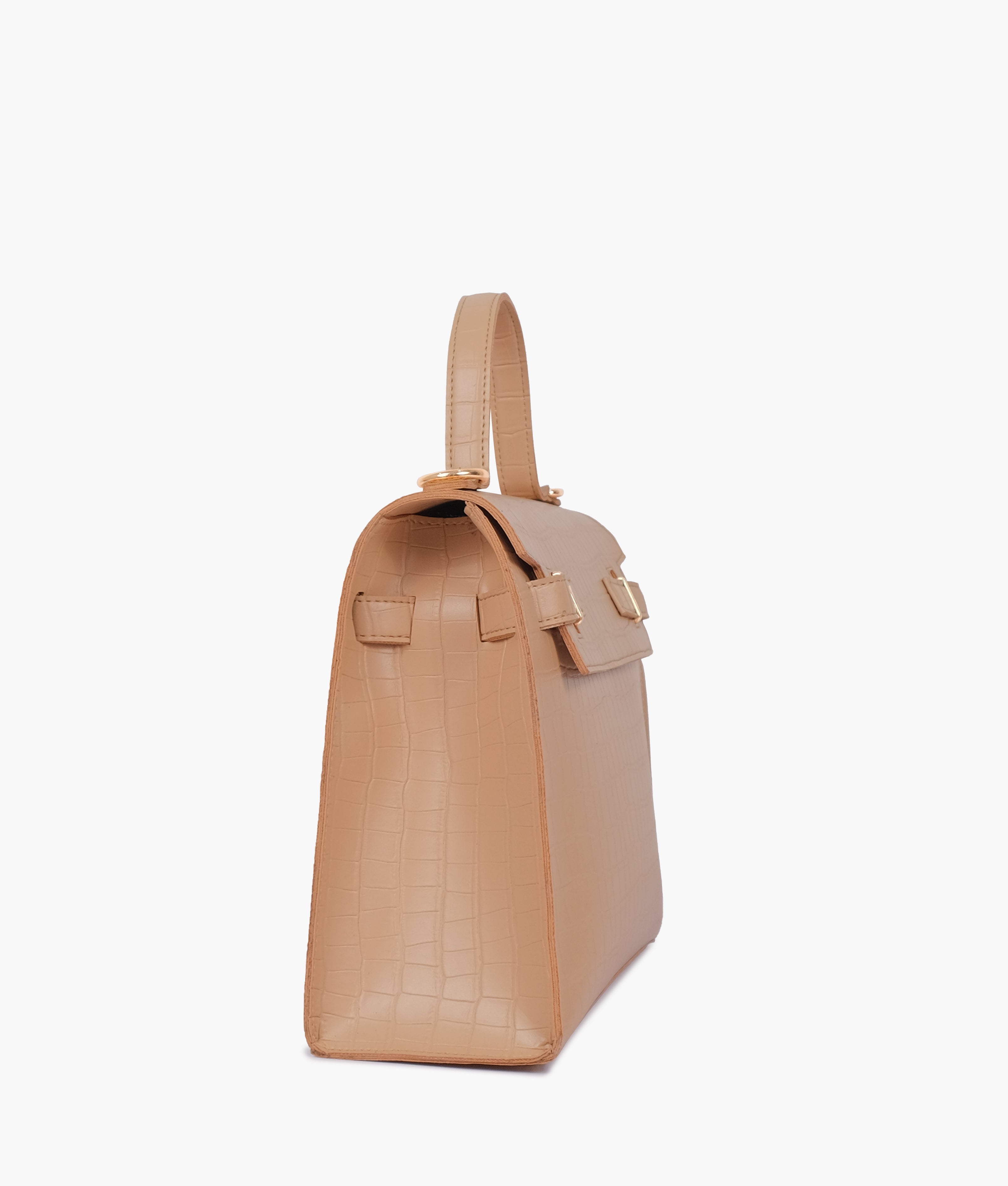 RTW Creation - Beige top-handle crocodile mini bag