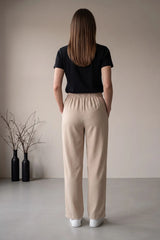 Amna Ali Nawaz Stitched Front Seam Trouser-Beige