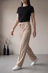 Amna Ali Nawaz Stitched Front Seam Trouser-Beige
