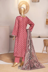 Bin Saeed Stitched 3 Piece Exclusive Printed Frock-LSM-2976-MAROON