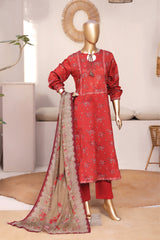 Bin Saeed Stitched 3 Piece Exclusive Printed Frock-LSM-2987-MEHROON