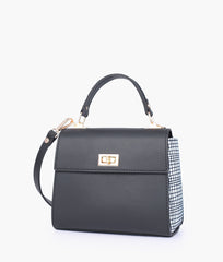 RTW Creation - Black and white criss-cross top-handle bag
