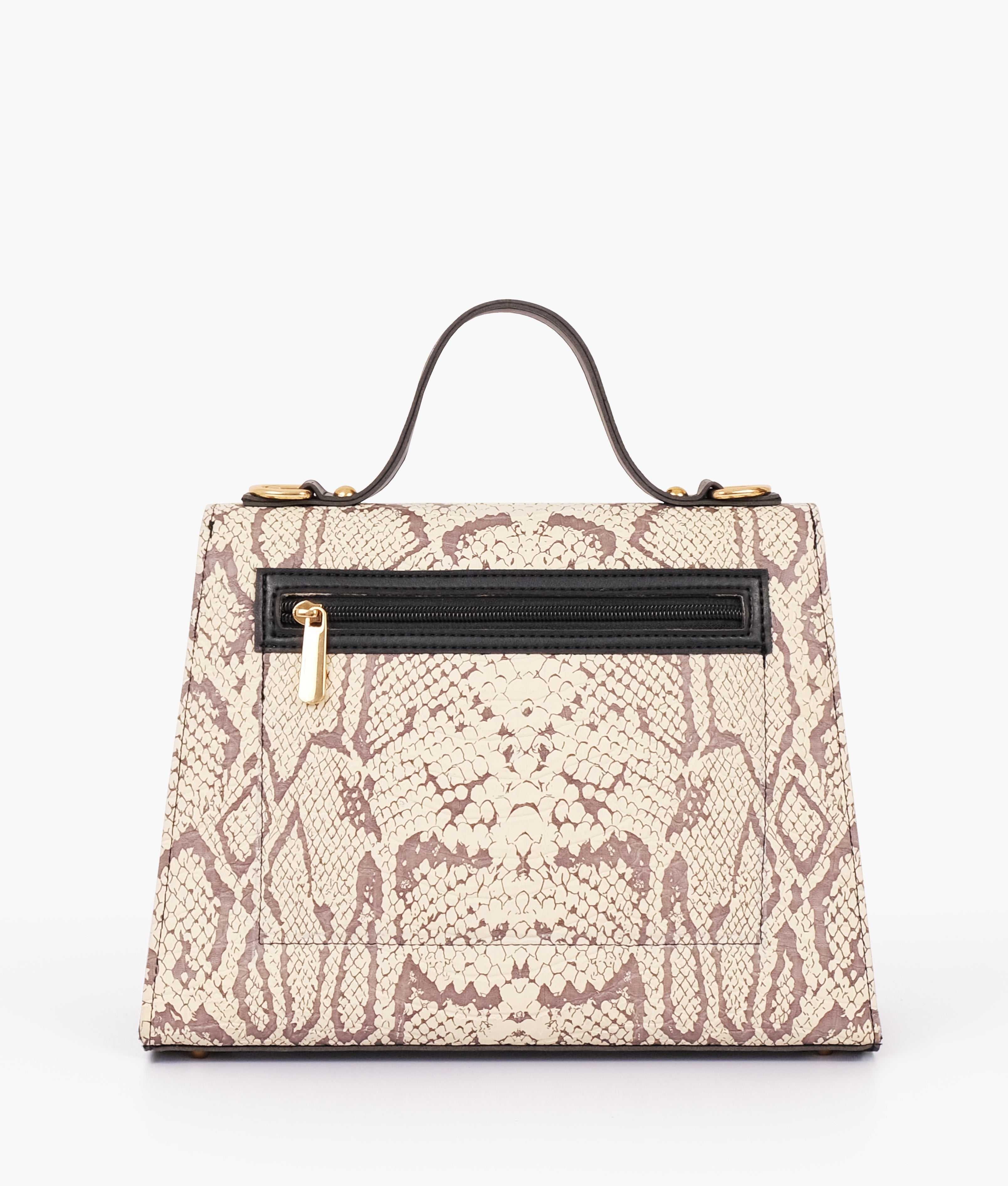 RTW Creation - Black and white crocodile cross-body bag with top-handle