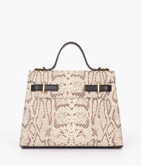 RTW Creation - Black and white crocodile cross-body bag with top-handle