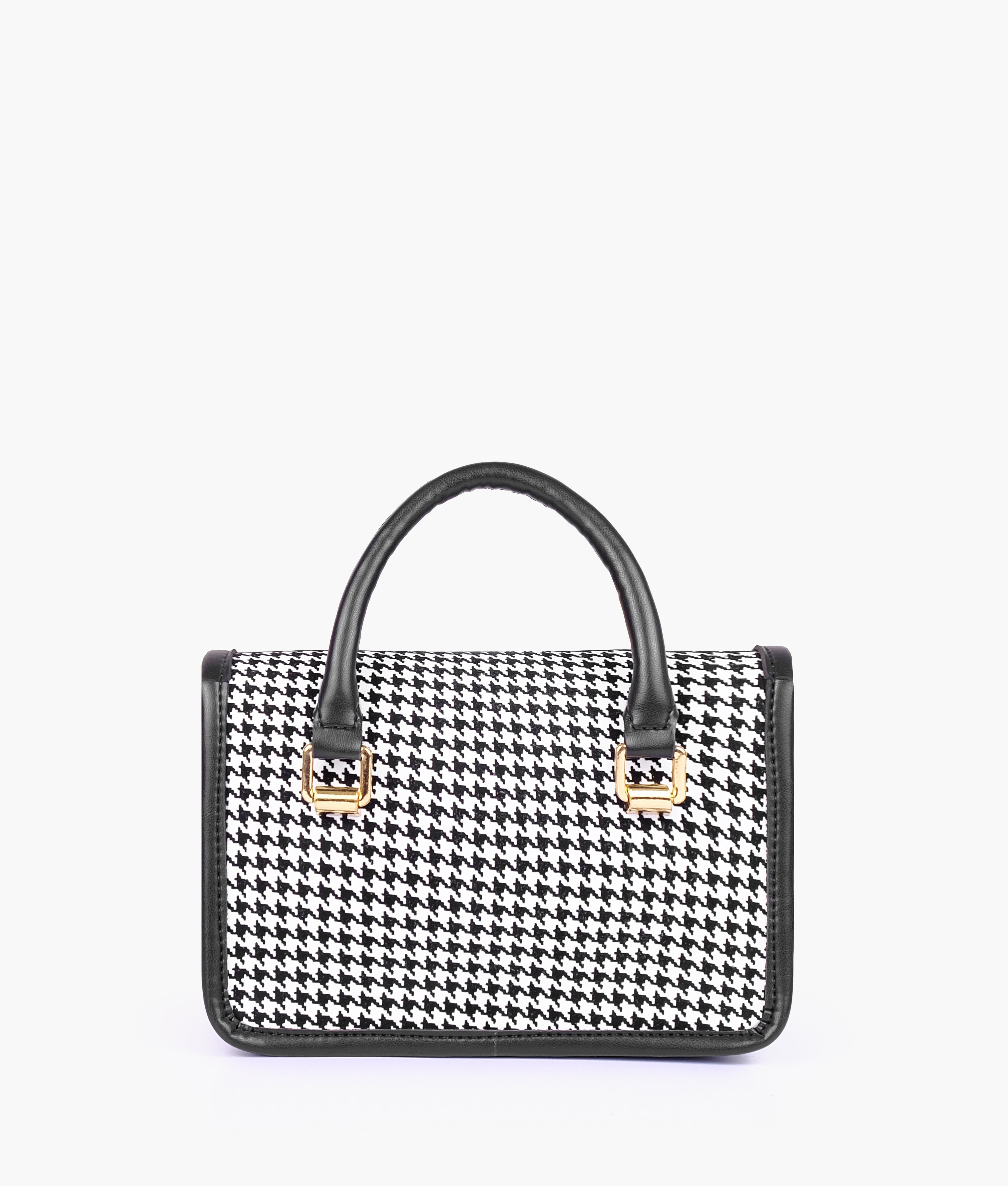 RTW Creation - Black and white houndstooth cross-body with flap