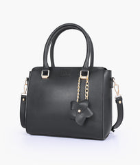 RTW Creation - Black handbag with flower charm
