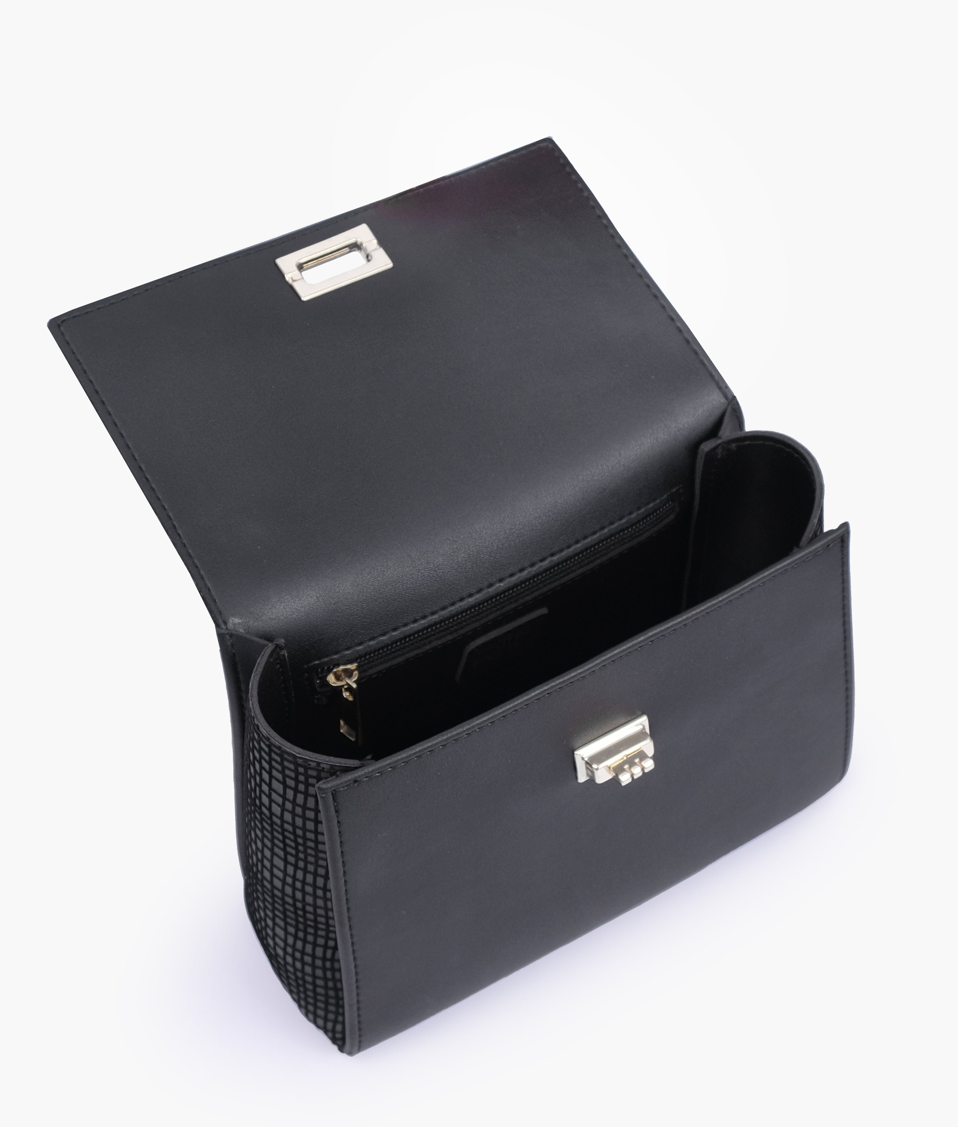 RTW Creation - Black criss-cross top-handle bag