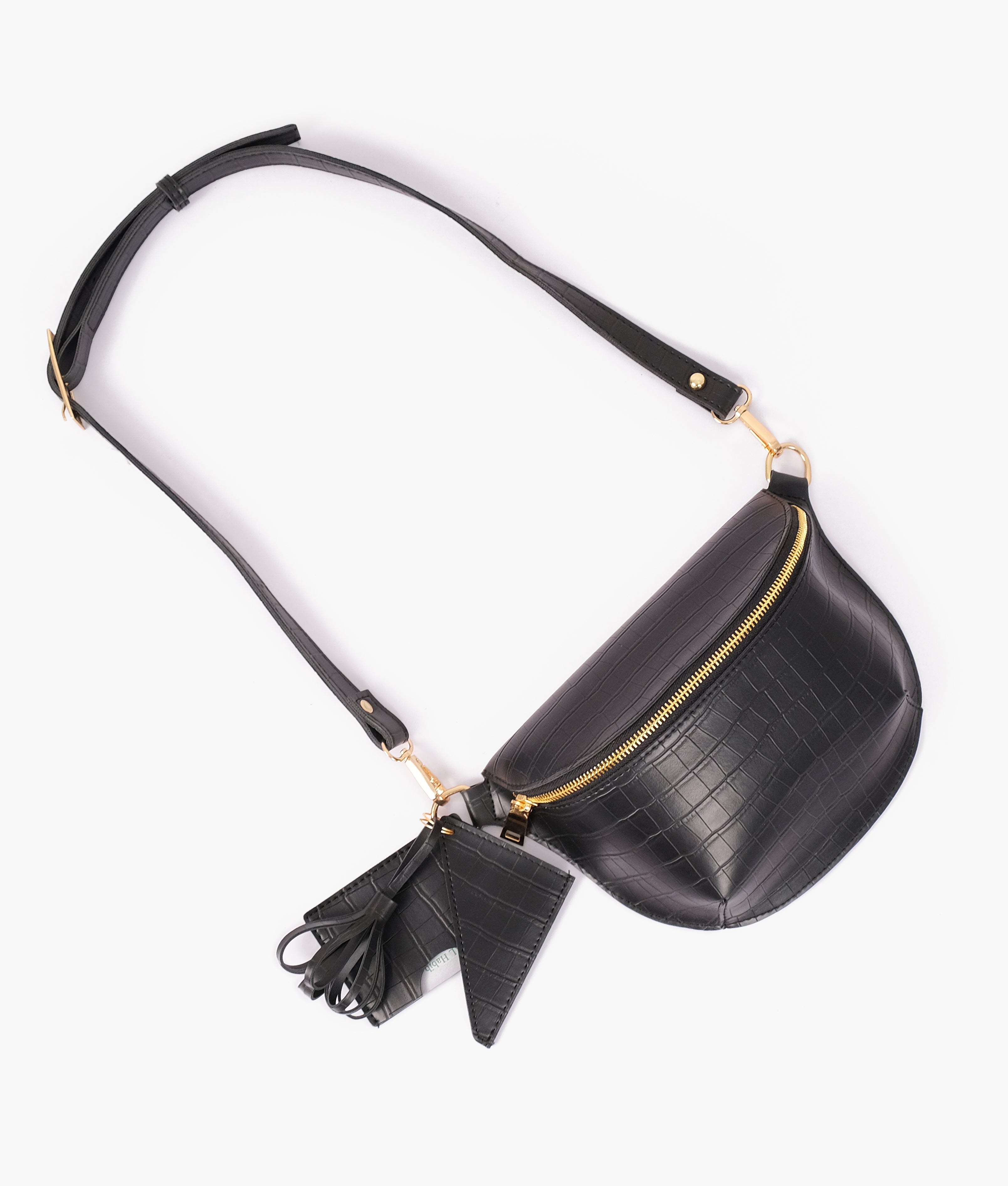 RTW Creation - Black crocodile belt bag