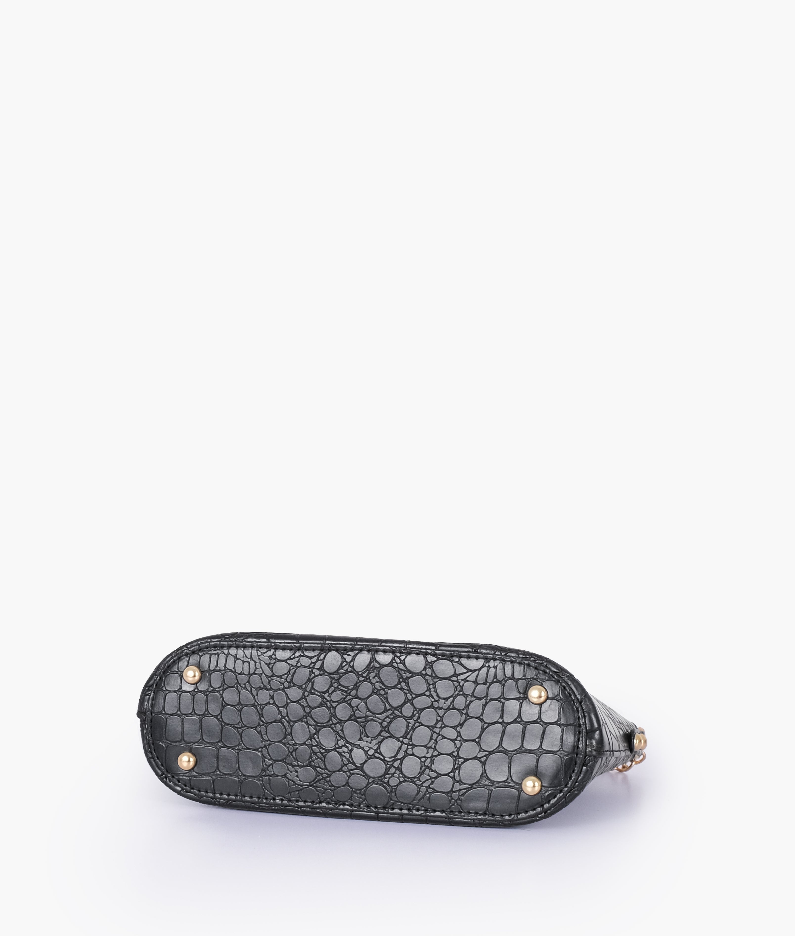 RTW Creation - Black crocodile with chain strap cross-body bag
