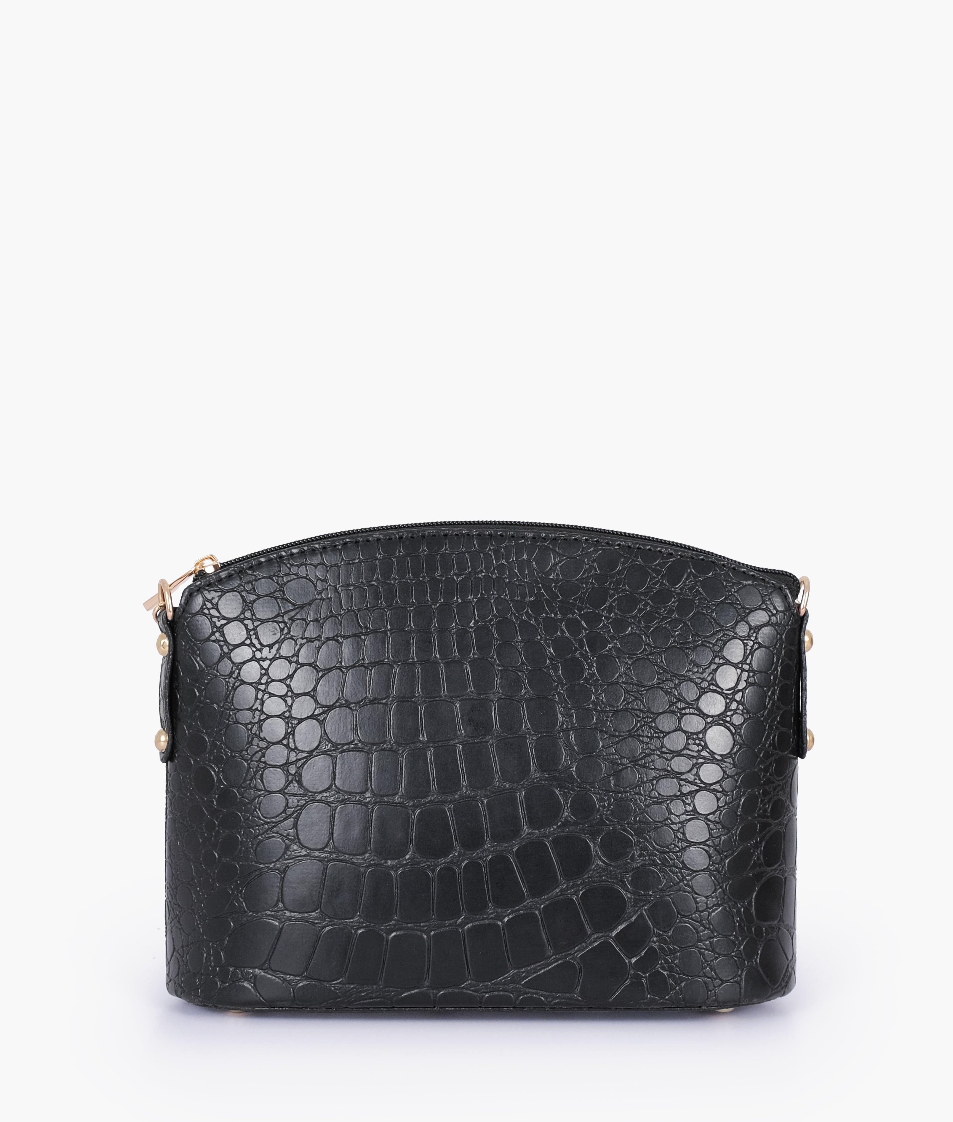 RTW Creation - Black crocodile with chain strap cross-body bag