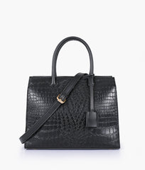 RTW Creation - Black crocodile vintage handbag