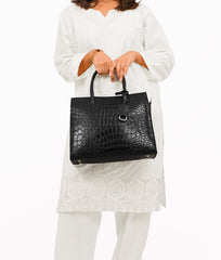 RTW Creation - Black crocodile vintage handbag