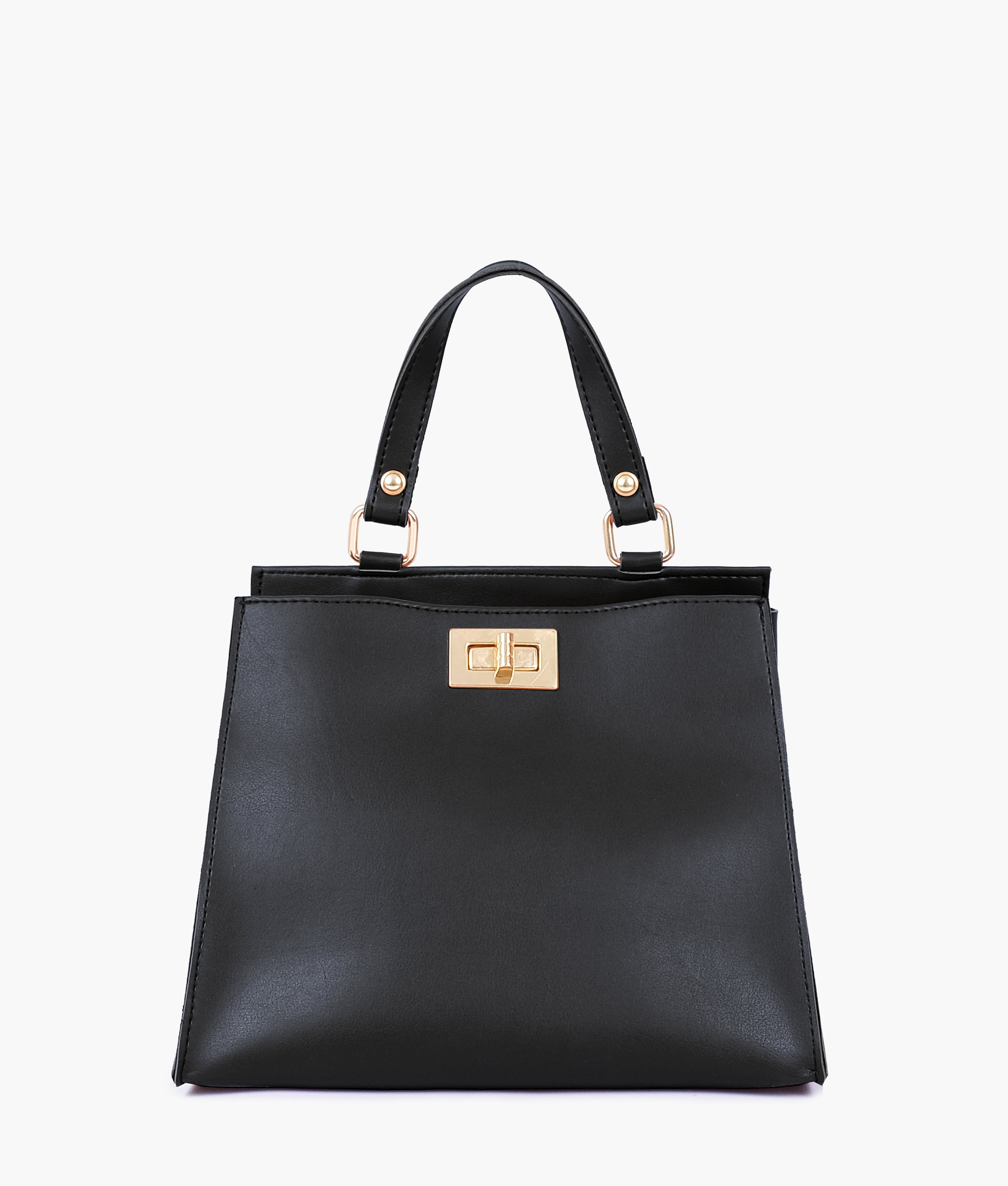 RTW Creation - Black front lock top-handle mini bag