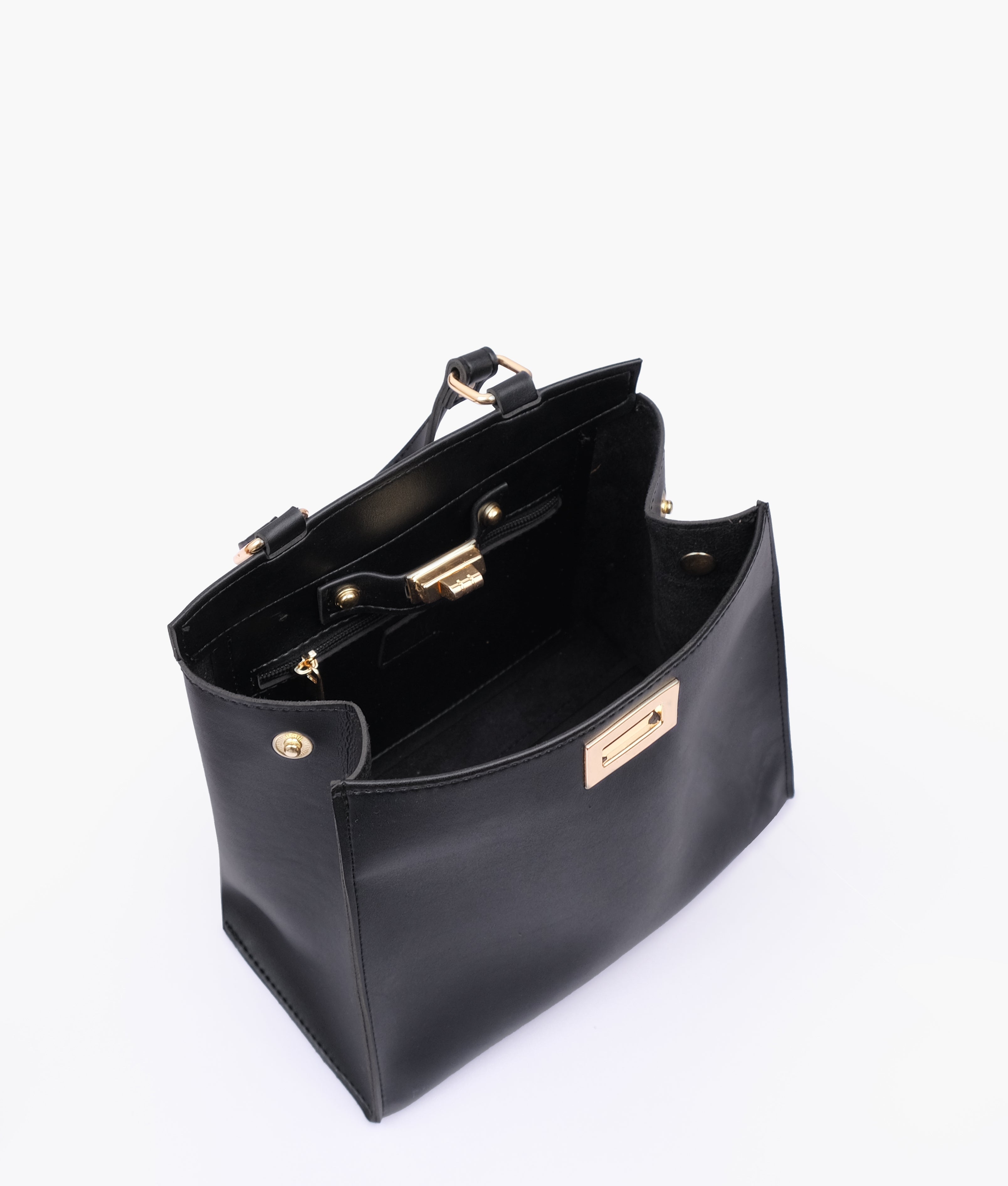 RTW Creation - Black front lock top-handle mini bag