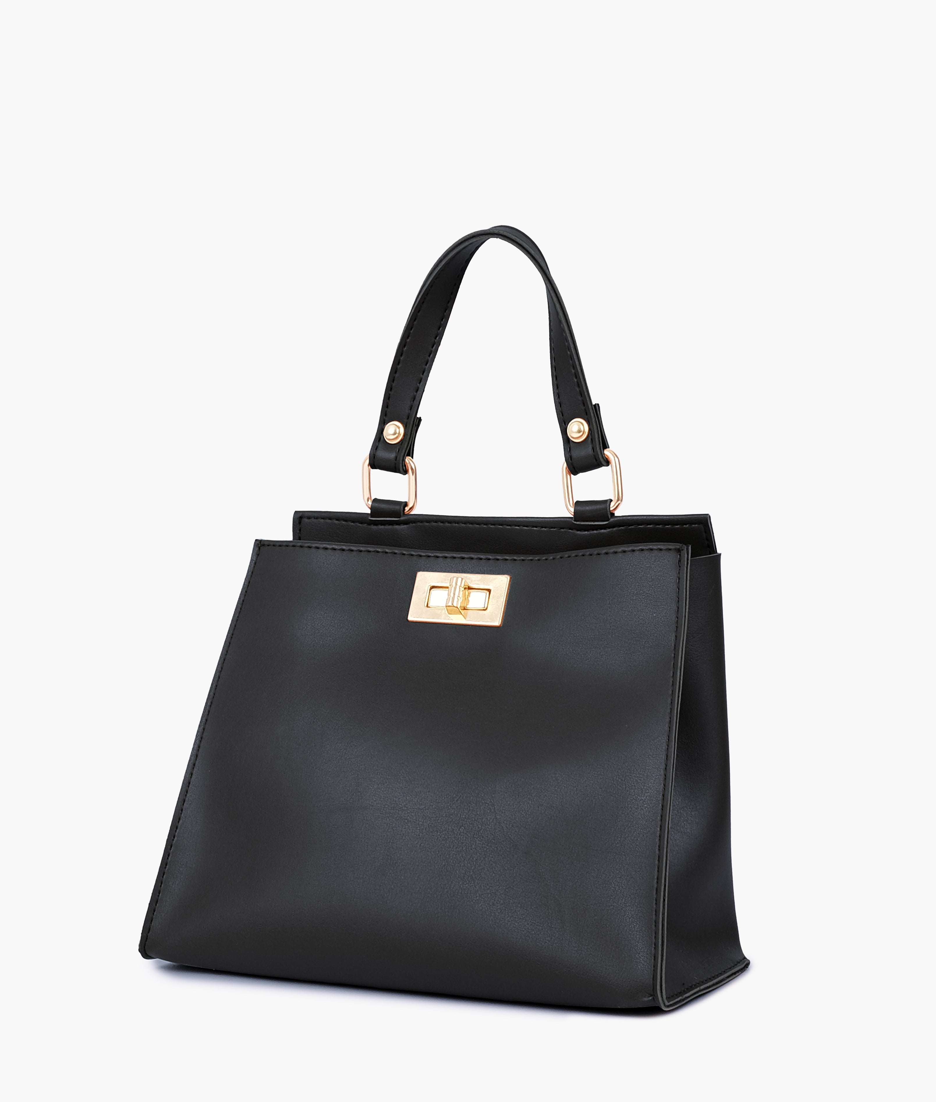 RTW Creation - Black front lock top-handle mini bag