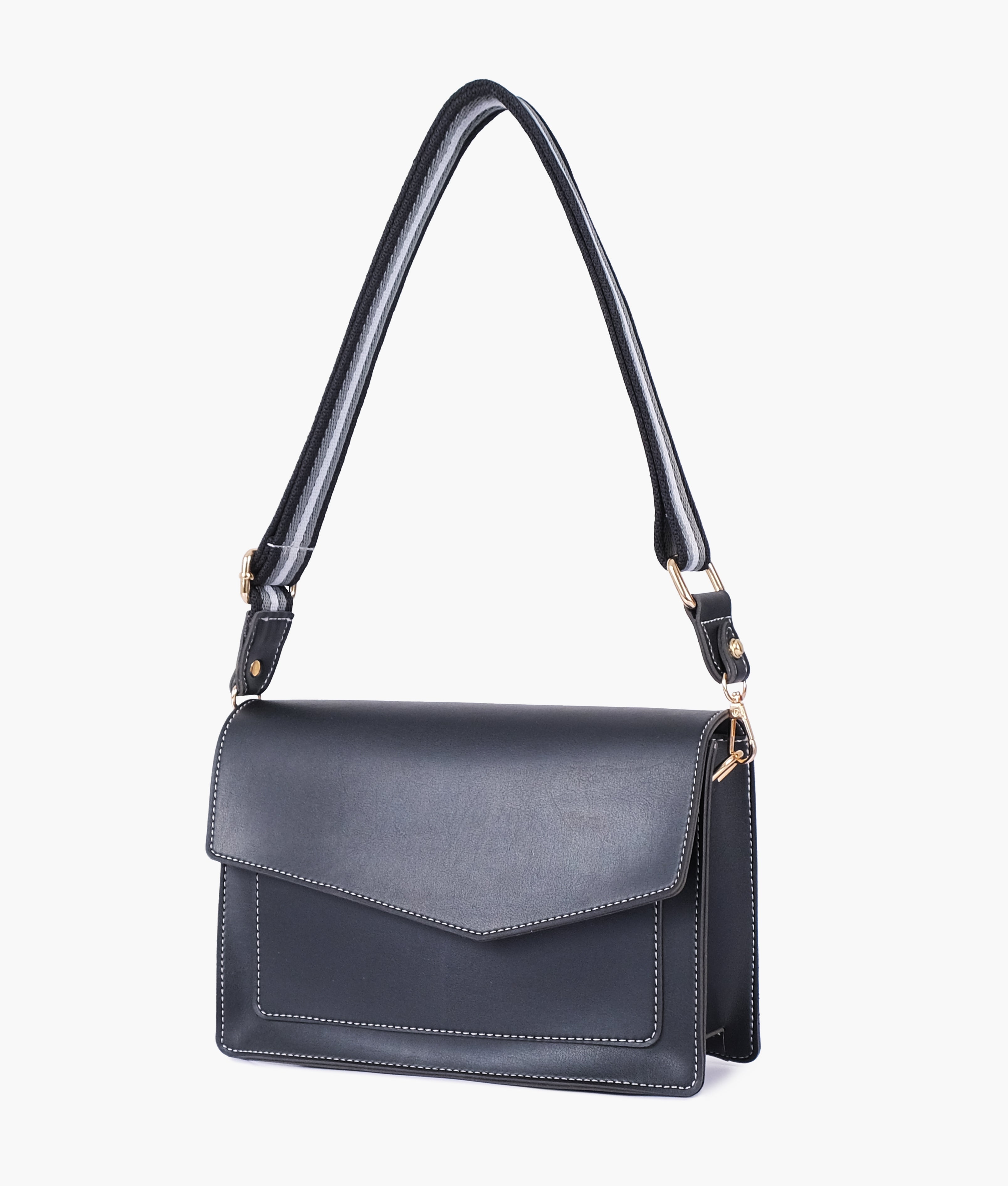 RTW Creation - Black half flap cross-body bag