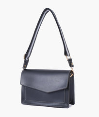 RTW Creation - Black half flap cross-body bag