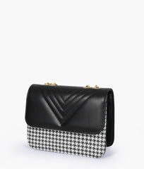RTW Creation - Black houndstooth chain cross-body bag