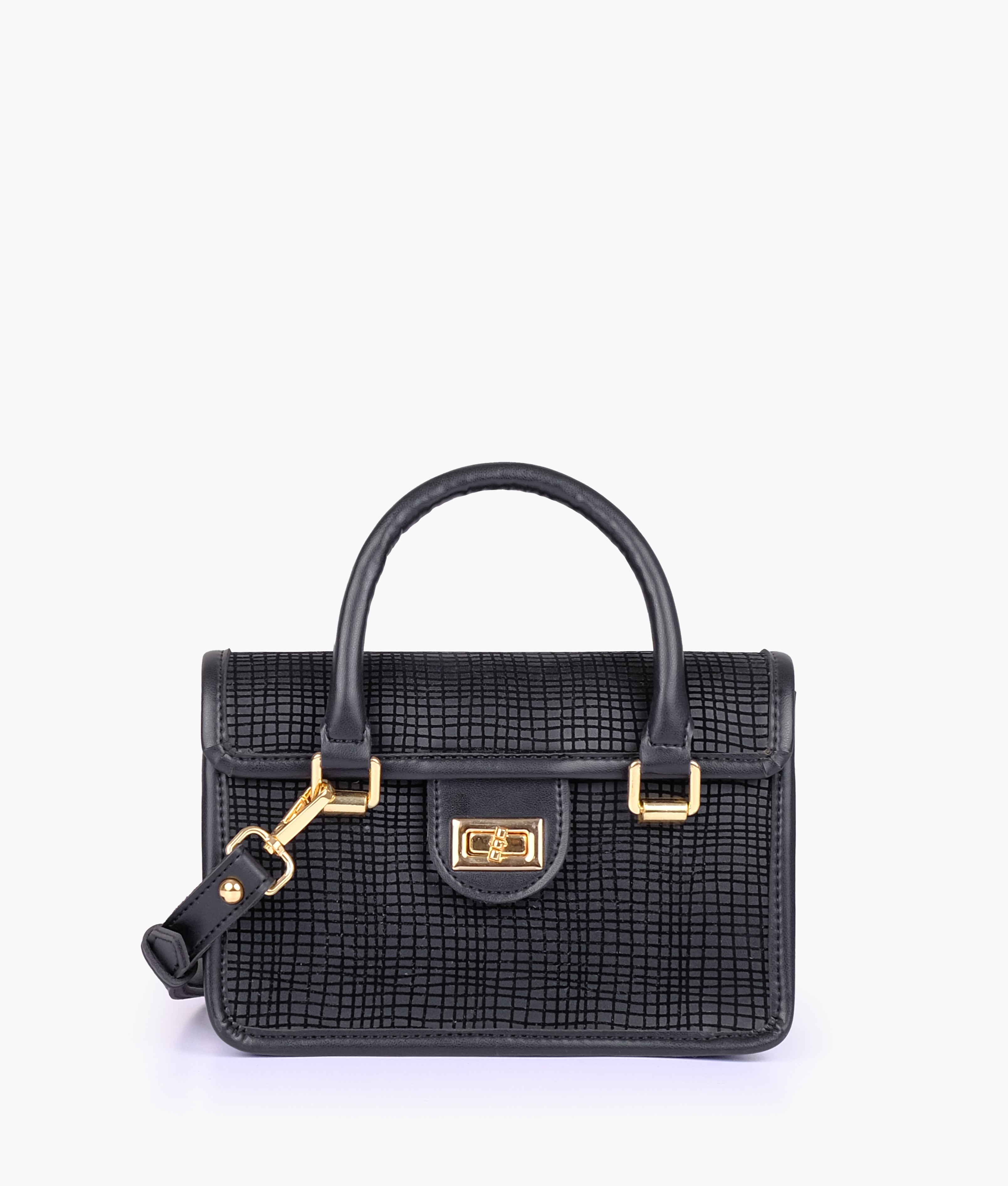 RTW Creation - Black patterned cross-body with flap