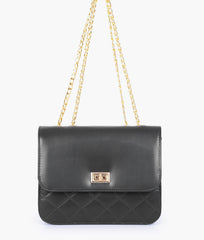 RTW Creation - Black quilted chain cross-body bag