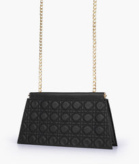 RTW Creation - Black quilted evening clutch with snap closure