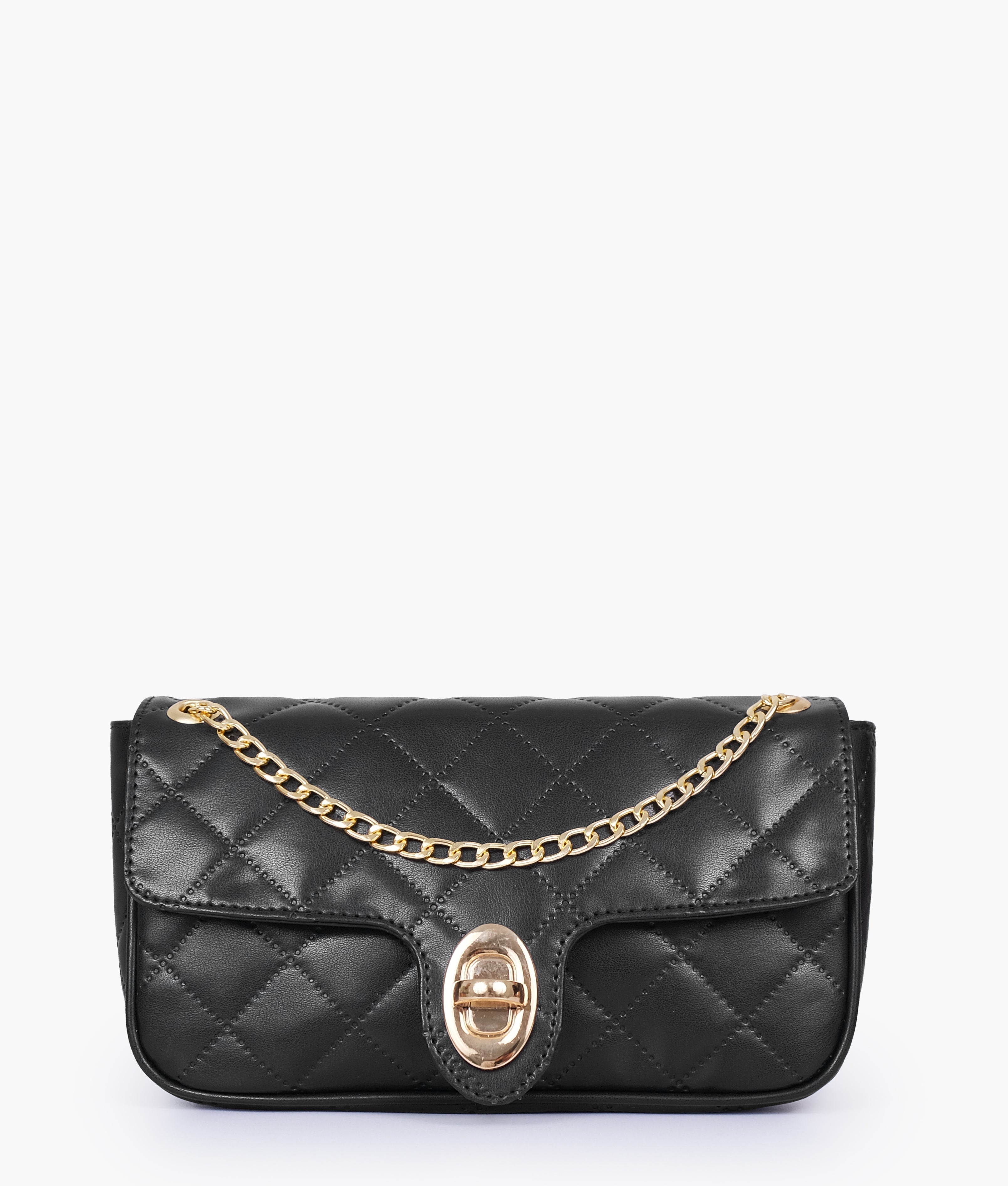 RTW Creation - Black quilted small shoulder bag with chain