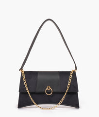 RTW Creation - Black suede buckle envelope bag