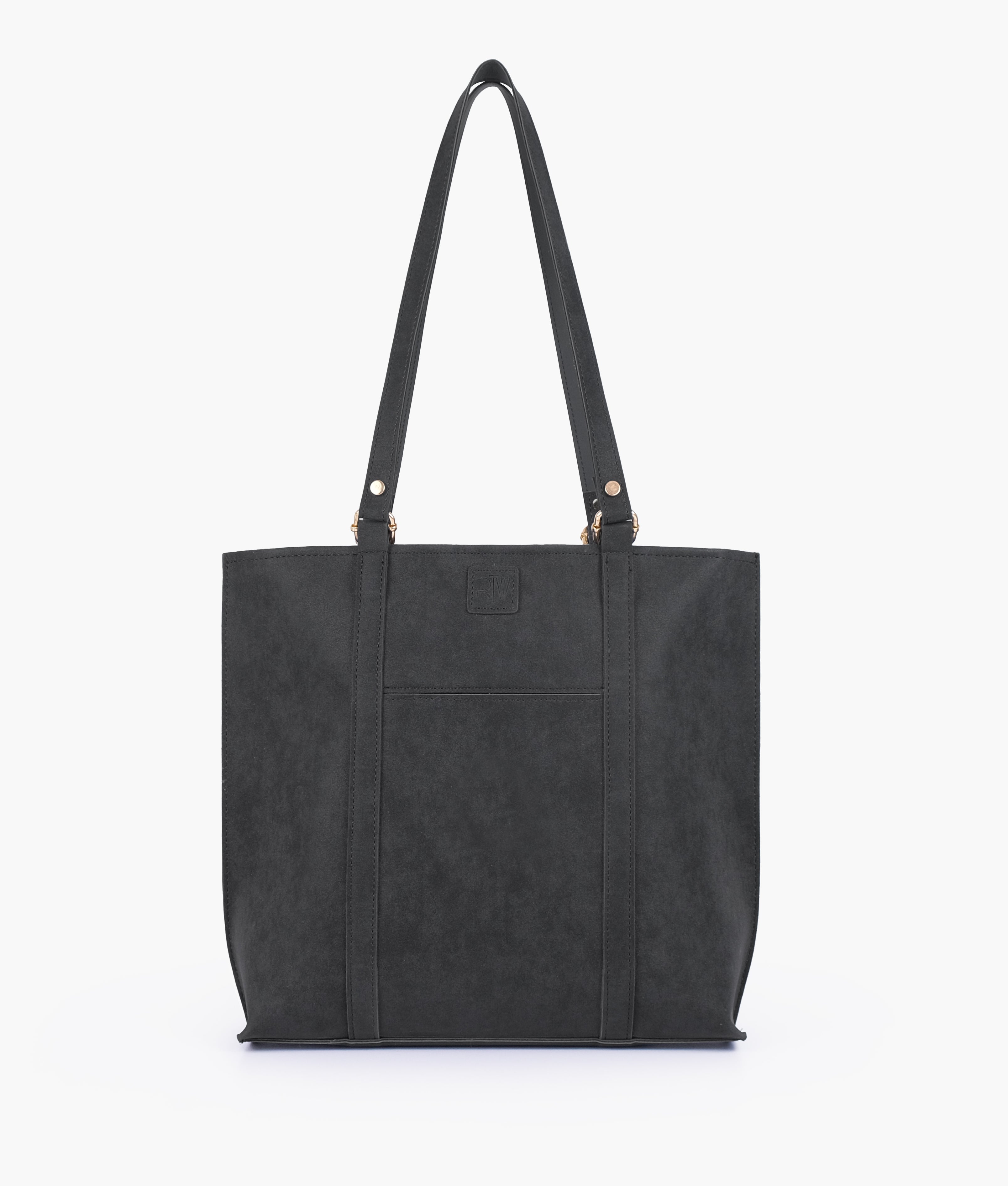 RTW Creation - Black mocha suede double-handle tote